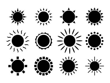 Sun Set simgeleri düz tasarım vektörü