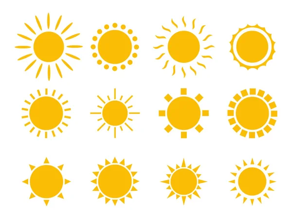 Значок Набору Сонця Ізольовано Білому — стоковий вектор