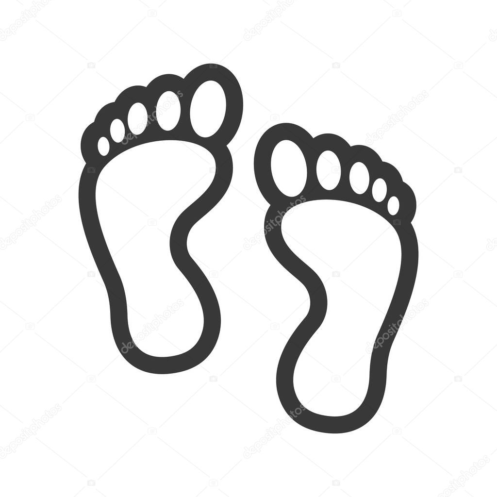 Footprints line symbol isolated on white background