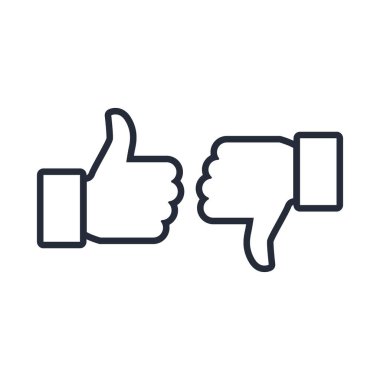 Baş parmak yukarı ve başparmak aşağı simge logosu