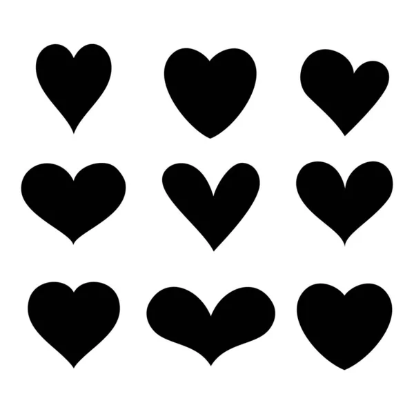 Colección Corazón Negro Iconos Símbolo Vector — Archivo Imágenes Vectoriales