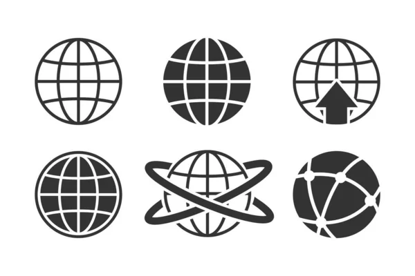 Globe Earth Icons Set White Background — Stock Vector