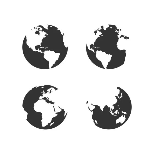 Set Earth Icon Symbol Vektor — Stockvektor