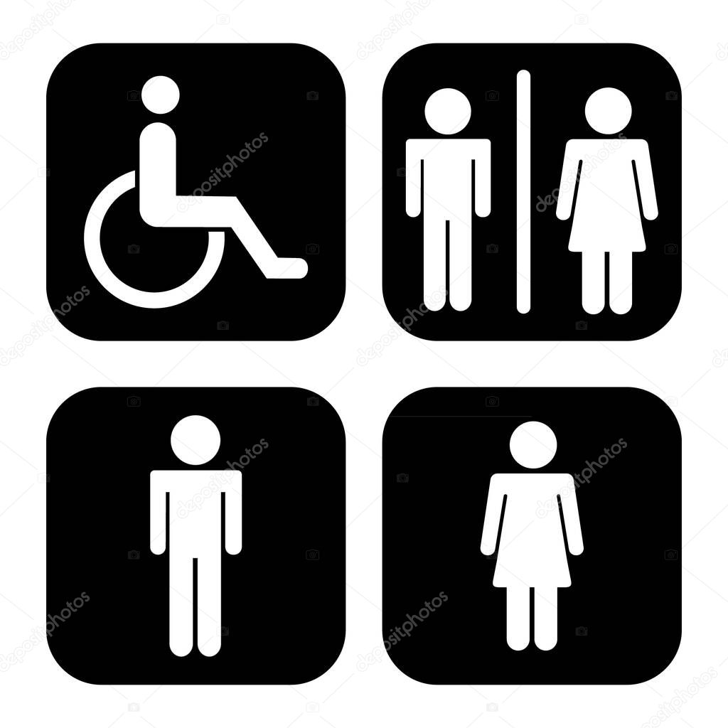 Toilet Icon, Restroom Man and Woman icon symbol vector