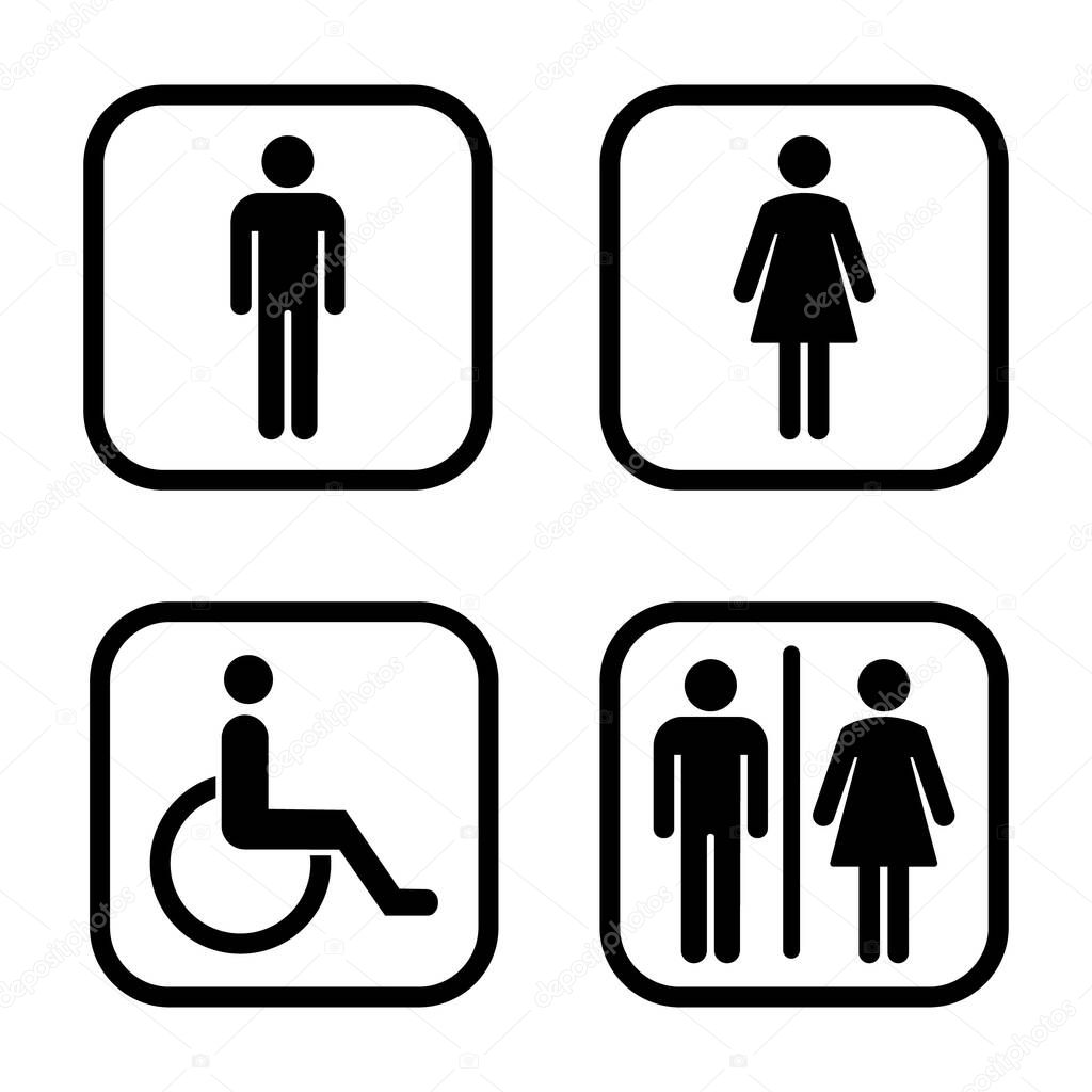 Toilet Icon, Restroom Man and Woman symbol