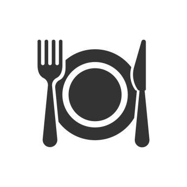 Çatal bıçak. Tabak çatalı ve bıçak vektör silueti