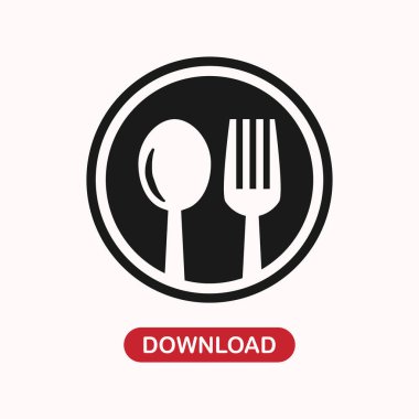 Restoran çatal bıçak takımı, kaşığın dairesel sembolü.