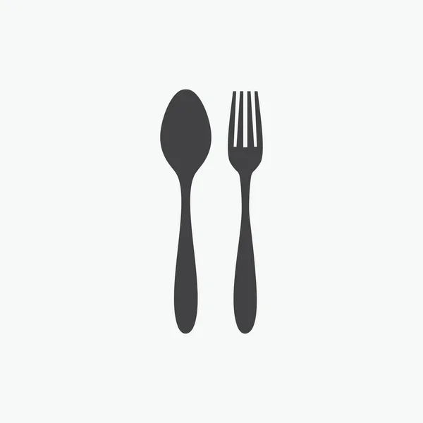Cucchiaio Forchetta Icona Simbolo Vettoriale — Vettoriale Stock