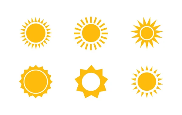 Sol Amarillo Set Icono Vector — Archivo Imágenes Vectoriales