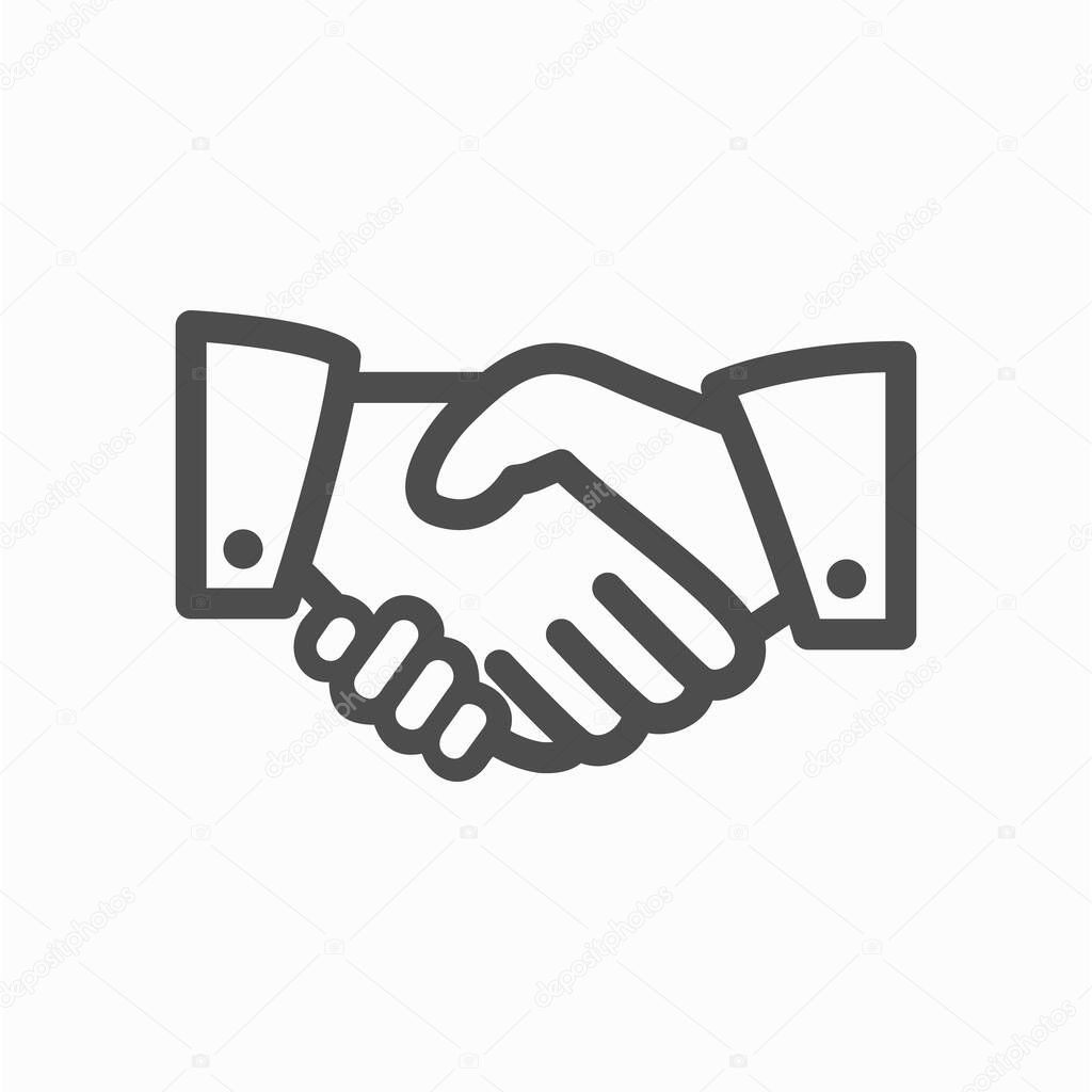 Handshake line icon for apps and wibsite