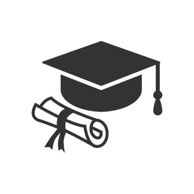 Mezuniyet şapkası diploma simge vektörü