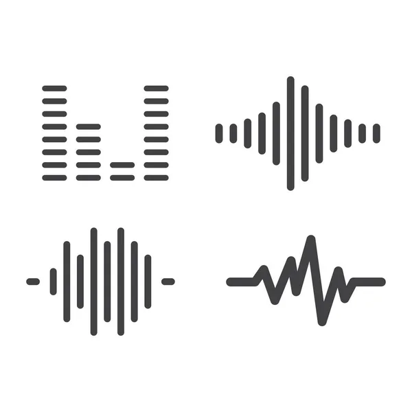 Audio Equalizer Black White Icon Set — Stock Vector