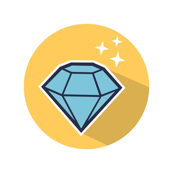 Icono Diamante Sobre Fondo Amarillo Círculo — Vector de stock