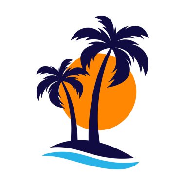 Ada simgesinde palmiye ağaçları silueti