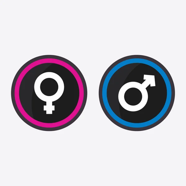 丸ボタンに隔離された性別記号 — ストックベクタ