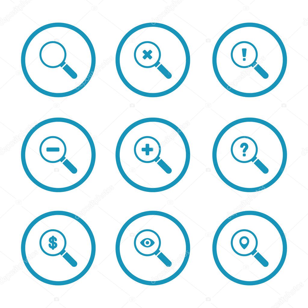 Set of magnifying glass symbol vector