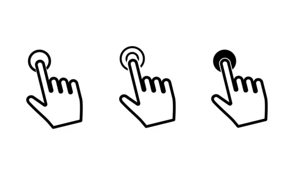 Hand Touch Ikon Set Isolerad Vit Bakgrund — Stock vektor