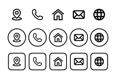 Web bilgisayarı ve mobil uygulama için iletişim bilgi simgeleri