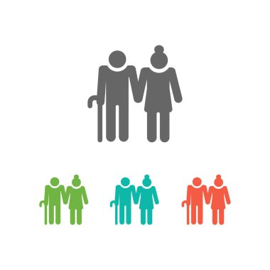 Çok renkli simgelerde yaşlı bir çift