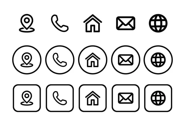 Contact Informatie Pictogrammen Voor Web Computer Mobiele App — Stockvector