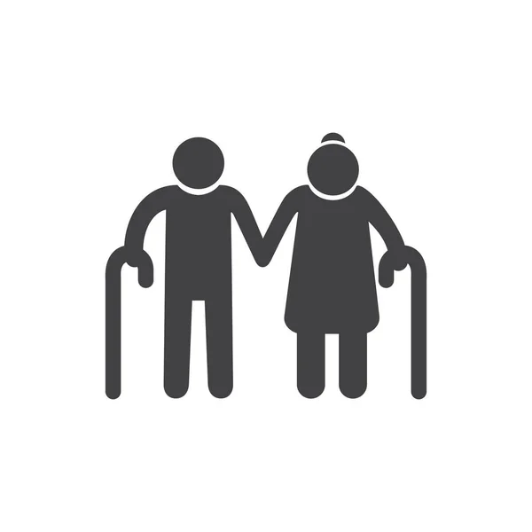 Grandparents Couple Silhouette Icon Vector Eps10 — Stock Vector