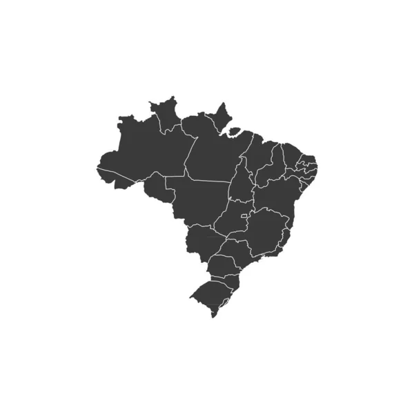 Βραζιλία Χάρτης Μαύρο Απομονωμένο Λευκό Φόντο Διανυσματικά Γραφικά