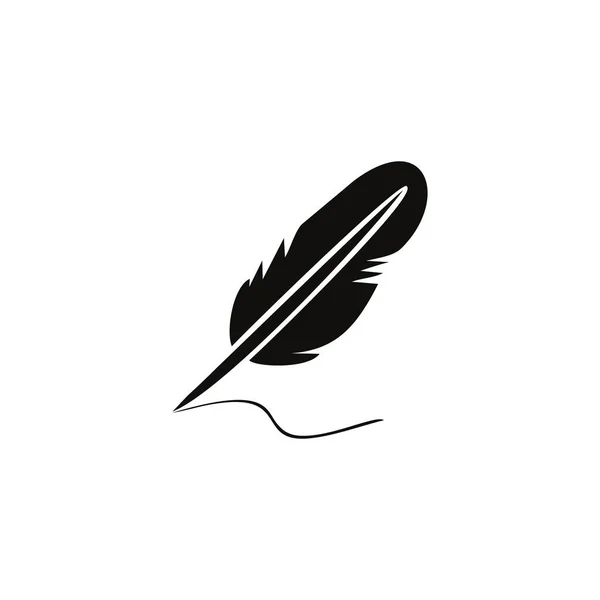 白い背景に羽ペンのロゴが孤立し — ストックベクタ