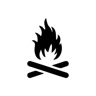 Beyaz arkaplanda izole edilmiş kamp ateşi simgesi logosu
