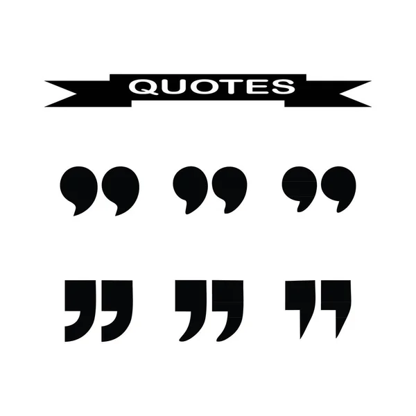 Quotes Set Icon Isolated White Background — Stock Vector