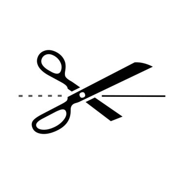 Beyaz arkaplanda makasla kes