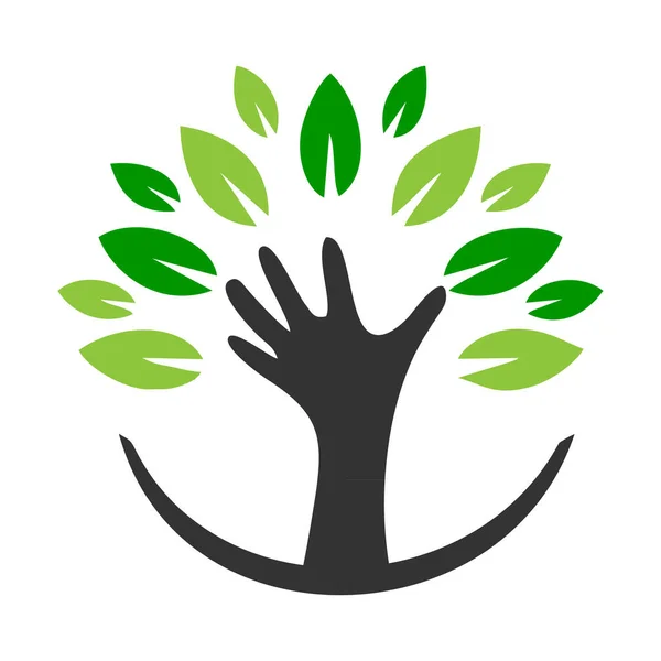 Árbol Con Logo Hoja — Vector de stock