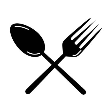 Beyaz arkaplanda restoran çatal bıçak sembolü