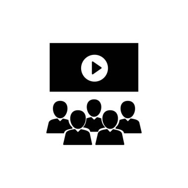 Beyaz arka plandaki illüstrasyon konferans salonu