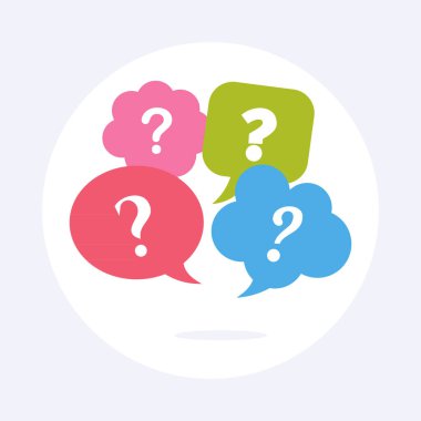 Soru işaretleri simgesi içeren konuşma baloncukları