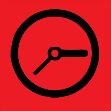 Saat simgesi logosu kırmızı arkaplanda izole edildi