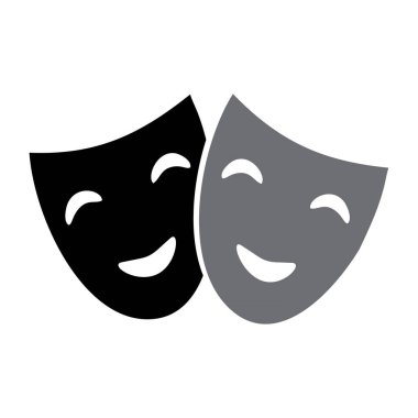 Beyaz arkaplanda tiyatro maskeleri logosu
