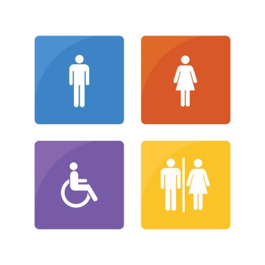 Renkli tuvalet tabelası. Tasarımınız için grafiksel ögeler