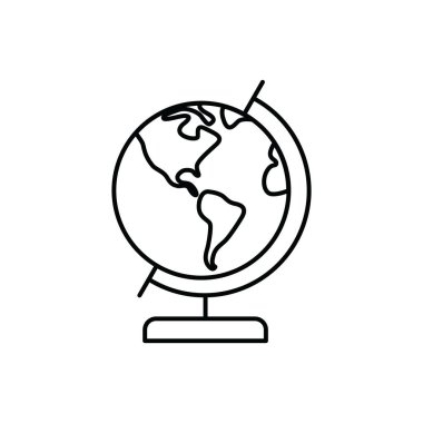 Beyaz arkaplanda izole edilmiş dünya haritası ana hatları simgesi