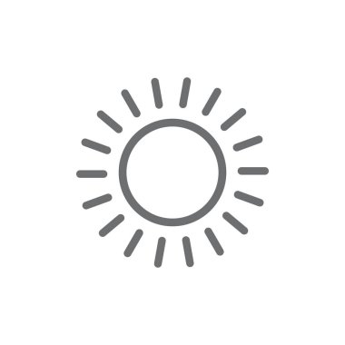 Gri güneş ikonu vektörü. Web düz tasarımı için sembol