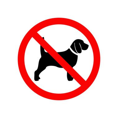 Beyaz arkaplanda köpek yasağı tabelası