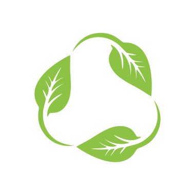 Beyaz arkaplanda yaprak geri dönüşüm sembolü