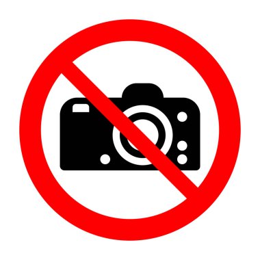Fotoğraf yok, kamera yok, yasak işareti yok. Fotoğraf çekmek yasaklandı, vektör illüstrasyonu
