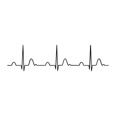 Normal EKG (Elektrokardiyogram), kalp ritmi EKG, siyah izole vektör çizimi
