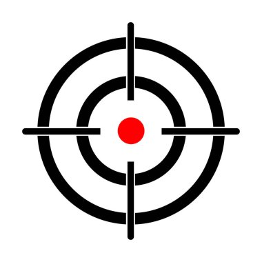 Hedef - kırmızı merkezli siyah yalıtılmış çapraz saç hedefi, vektör çizimi