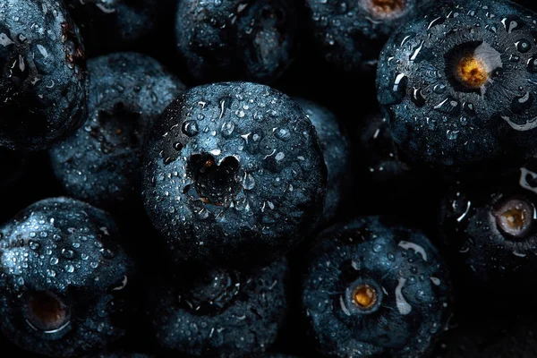 Pilha de mirtilos antioxidante natural fresco, macro detalhado de perto — Fotografia de Stock