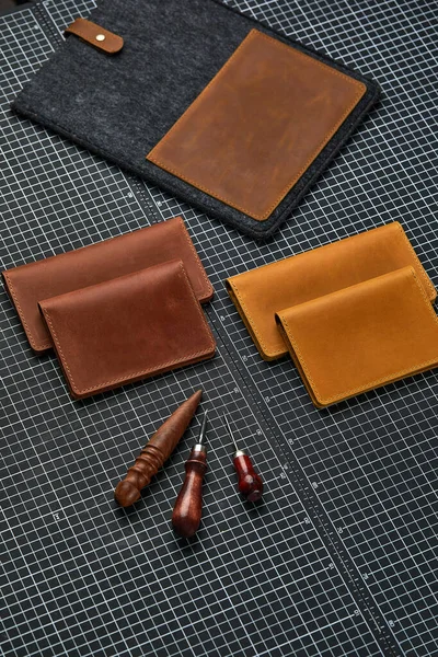 Leather goods for men. Set of mens leather accessories