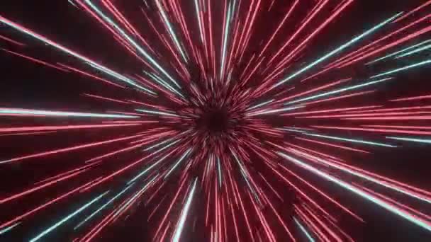 Αφηρημένο Κοσμικό Υπόβαθρο Ακτίνες Φωτός Στο Γαλαξία Ταχύτητα Φωτός Λαμπερά — Αρχείο Βίντεο