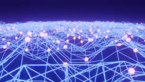 추상적 디지털 데이터 스트림 삼각형들의 빛나는 에서의 움직임 — 비디오