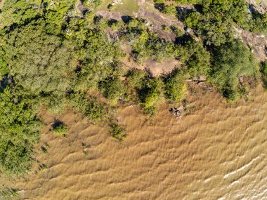 Itapua 'daki Guaiba Gölü' nün havadan görünüşü, Viamao, Rio grande do Sul, Brezilya