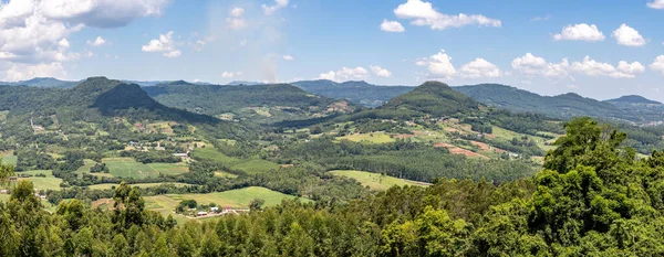 Panorama Com Montanhas Florestas Fazendas Aldeia Linha Nova Rio Grande — Fotografia de Stock